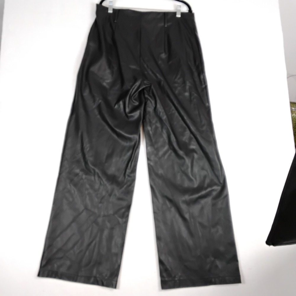 SO Goods For Life Faux Leather Wide Leg Trouser Pants Black Size 17 Pleated Y2K